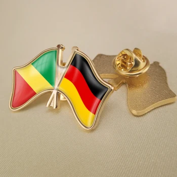 Република Конго и Германия Преминава Двойни Знамена Приятелство Игли за Ревери Брошки Икони