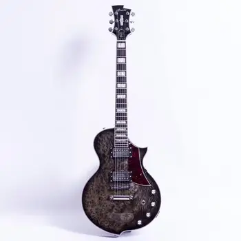 безплатна доставка Нов висококачествен Порцелан GROTE електрическа сив цвят корпус от махагон, абанос лешояд на поръчка китара