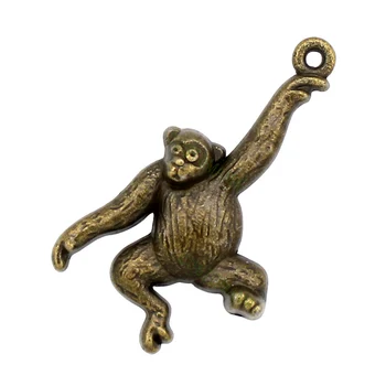30 бр.-Окачване с Маймуна, Античен Бронз, Окачване с Шимпанзета или Маймуна, 32x26 мм
