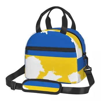 Термальность Обяд-Бокс Чанта за Жените, Децата Знаме на Украйна Географски Карти Храна Контейнер За Съхранение на Пътуване Пикник Bento Чанта