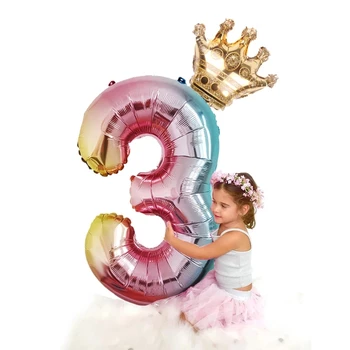 1бр 40 инча, Модел Номер Балон Короната на Номер Фолио Балони на Децата Балони Детски Душ Момиче Рожден Ден Украса