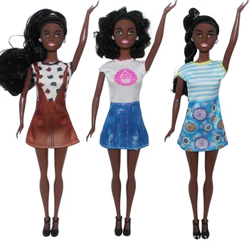 Нов 30 см Bjd Кукла Пълен Набор от 1/6 Африканска Кукла Черна Кожа с Модерен Роклята си Сам 