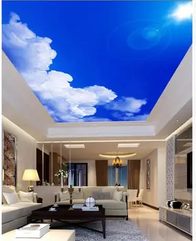Слънчево синьо небе дневна спалня таван Пейзаж тапети фрески тавани 3d стенописи и картини