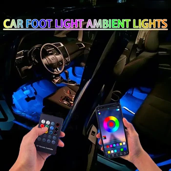 Автомобилна Крака Околния Led Светлина Авто Неонов Интериор на Околната среда С Светлина RGB Декоративна Лампа Приложение за Управление на Музика Автомобилни Аксесоари