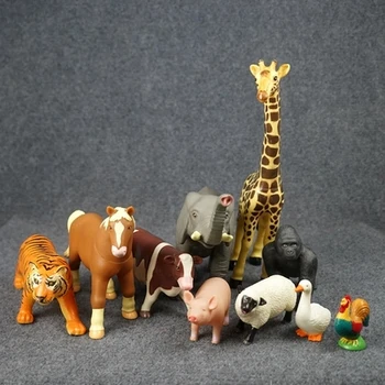 4 бр. Обучителни ресурси детски дом тигър крава животни играчки моделиране на диви животни, животни waiwai