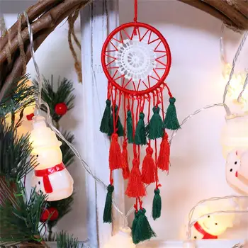 Ловец на сънища Атрактивен Декоративен Преносим Червен Стенен Декор Ръчно изработени Коледен Гоблен за Подарък