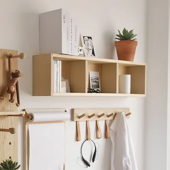 Малка дървена добър продукт монтиране на багажник, японски окачен шкаф решетеста багажник, стенен шкаф за съхранение, монтиран на стената рафтове за съхранение и bookshelf