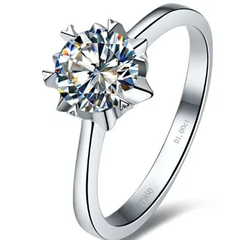 CAR009 Снежинка изтеглите 1ct NSCD синтетични пръстени със скъпоценни камъни за жени годежни пръстени