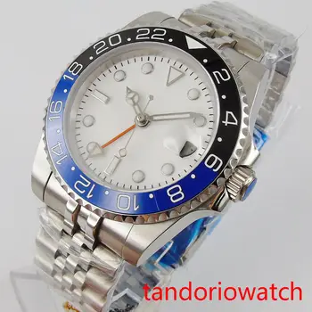 40 мм автоматичен мъжки часовник GMT автоматична дата корпус от неръждаема стомана циклоп сапфирен кристал юбилейна каишка