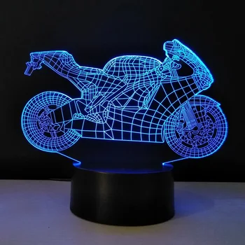 3D Мотоциклетни Нощни лампи, Led Лампа Визия, 7 Цвята, Смяна на USB Сензорен ключ, Лампа за Спалня, Детска Настолна Лампа, Коледна Украса
