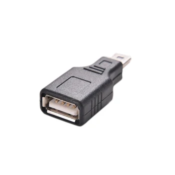 2 елемента и Мини-USB, USB 2.0 И A Жена към Micro/Mini USB B 5-пинов Щепсел OTG Хост-Адаптер Конвертор Конектор до 480 Mbit/Черен