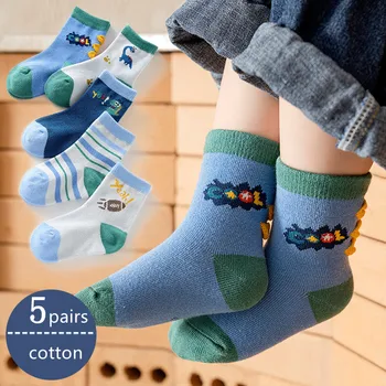 5 двойки/лот, чорапи за деца, зимни детски чорапи, памучни Чорапи, с хубав дизайн за момичета и момчета, памучни обикновена есенни детски студентски топли чорапи