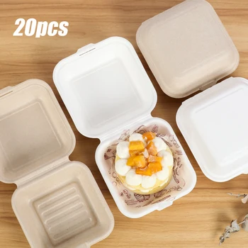 20PCS за Еднократна употреба са Екологично Чисти Bento Кутия за Храна Ядене начин на Приготвяне Вечеря за Съхранение на Плодова Салата Хамбургер Торта Пакет