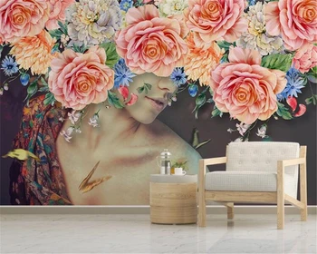 Потребителски тапети снимка акварел красотата на цветето роза дневна спалня фон монтиране на украса фреска, 3d тапети