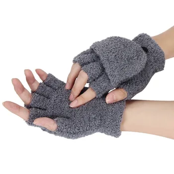Зимни Топли Утолщающие Ръкавици плетени калъф Flip-Ръкавици Без Пръсти, Гъвкави Отворени Дебели Ръкавици За Пръстите на Ръкавици Мъжки, Дамски Ръкавици ръкавици