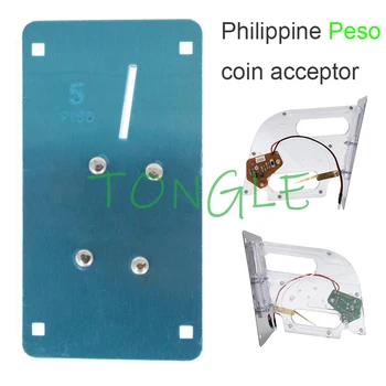 5 PISO Прозрачна Пластмасова Монетоприемник Мех Export Филипини 1 Песо Механичен Бял Прозрачен за Аркада Игрален Автомат