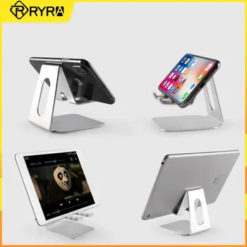 RYRA Поставка за мобилен телефон с 3 регулируеми ъгли, съвместима с всички марки телефони и таблети с диагонал от 3-9,7 инча, алуминиево настолна стойка, държач за