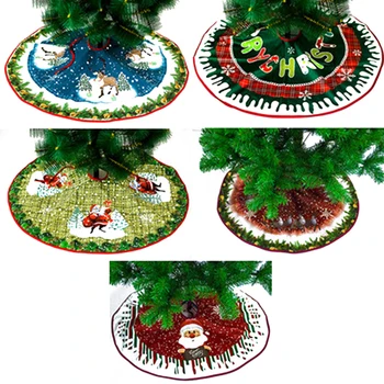 90 см Коледно Дърво Поли С Превръзка Одеяло Коледно Дърво Килим За Краката, Подарък за Нова година Коледна Украса За Дома