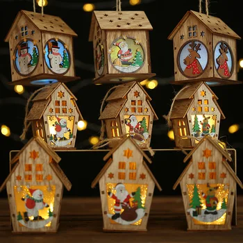 Led Рамадан Декоративни Светлини Дървена Къща Коледна Украса На Главната Коледна Елха Украса