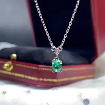 green emerald скъпоценен камък висулка за жени сребърно колие момиче рожден ден, юбилей, подарък за парти естествен камък добра кройката капки вода