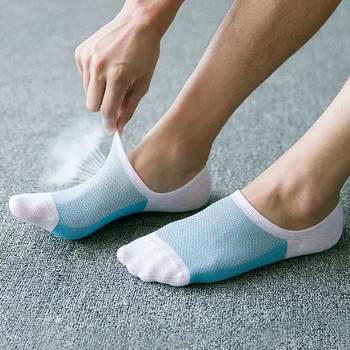 Nieuwe Mode Bamboe Fibre Non-Slip Siliconen Onzichtbare Boot Compressie Sokken Mannelijke Enkelsok Mannen Meias Katoen Sokken