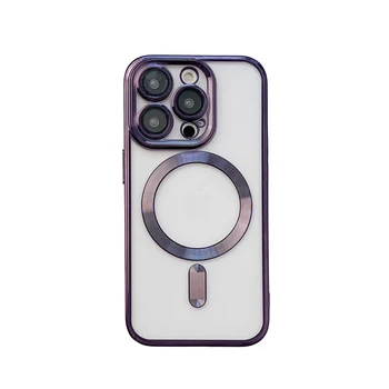 50ШТ CD Безжичен Магнитен кабел за зареждане Калъф За iPhone 14 plus 13 12 11 Pro Max с Покритие Magsafe TPU Калъф със защита на обектива на камерата