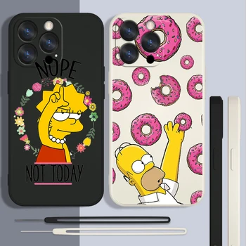 Cartoony калъф The Simpsons за Apple iPhone 14 13 12 11 Pro Max Plus Mini XS Max X XR 7 8 Калъф за телефон с течна въже Основната Корпуса Capa